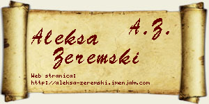 Aleksa Zeremski vizit kartica